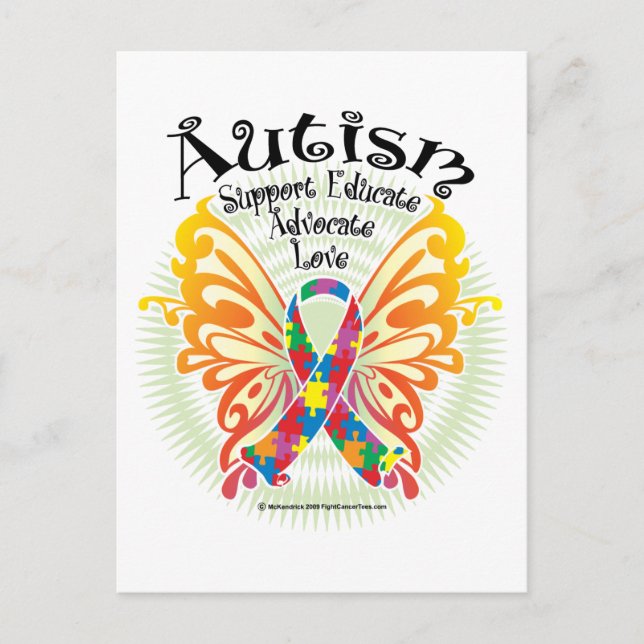 Autism Butterfly 3 Postcard (Front)