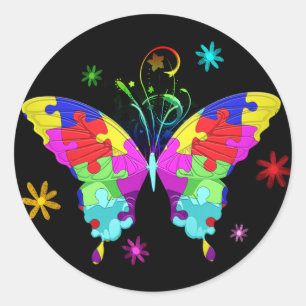 Autism Butterfly Classic Round Sticker
