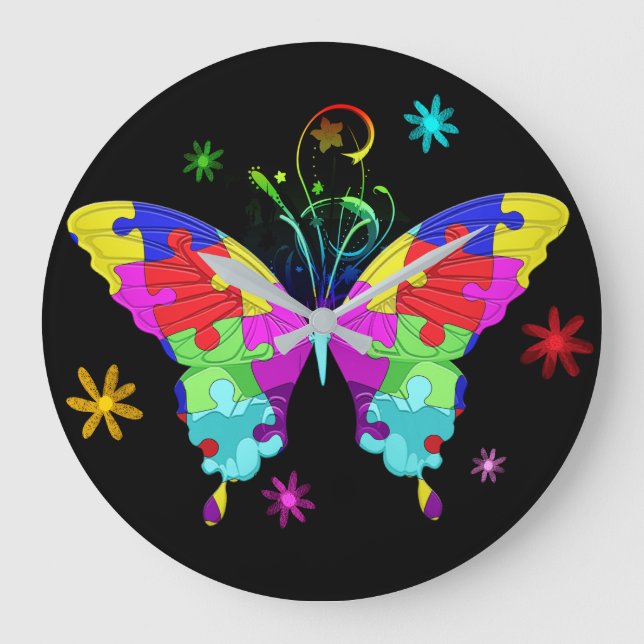 Autism Butterfly Large Clock (Front)