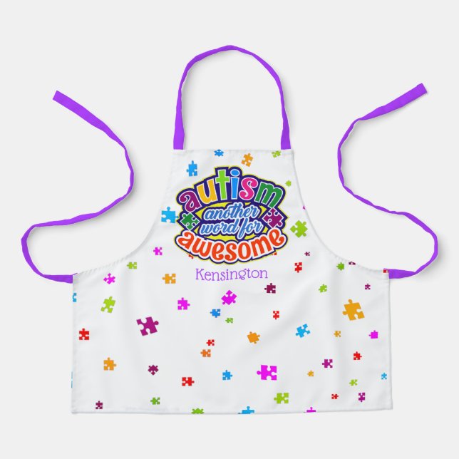 AUTISM Chef | Another word for AWESOME with  NAME Apron (Front)