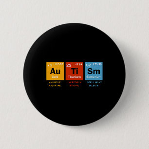 Autism Chemistry Periodic Table Elements Autism Aw 6 Cm Round Badge