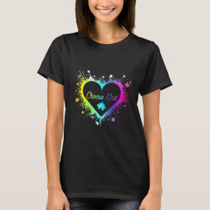 Autism-Choose Kind Colorfull Splatter Heart Autis T-Shirt