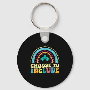 Autism Choose To Include Retro Aware Groovy Women  Key Ring