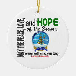 Autism Christmas 3 Snow Globe Ornaments
