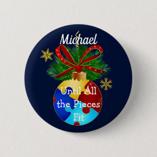 Autism Christmas Bauble 6 Cm Round Badge