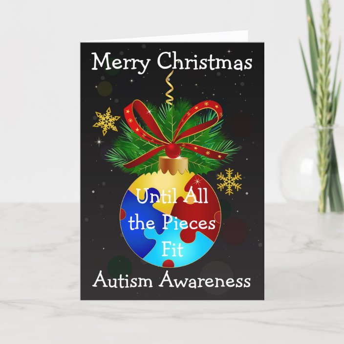 Autism Christmas Bauble Holiday Card Zazzle.co.uk