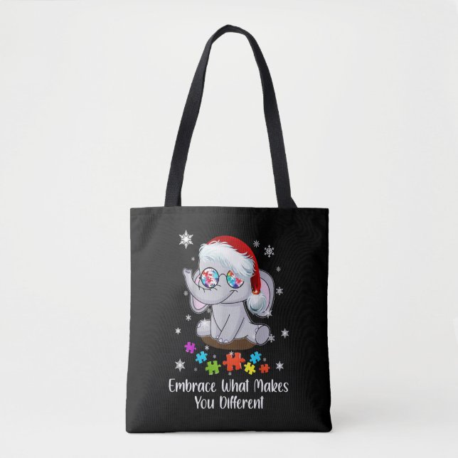 Autism Christmas Embrace What Makes You Different Tote Bag (Front)