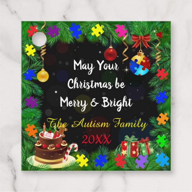 Autism Christmas Party Favour Tags (Front)