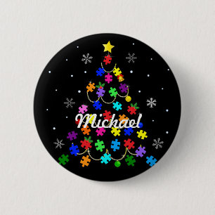 Autism Christmas Tree 6 Cm Round Badge