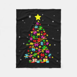 Autism Christmas Tree Autism Christmas  Fleece Blanket