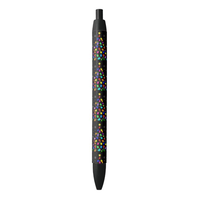 Autism Christmas Tree Black Ink Pen (Front Vertical)