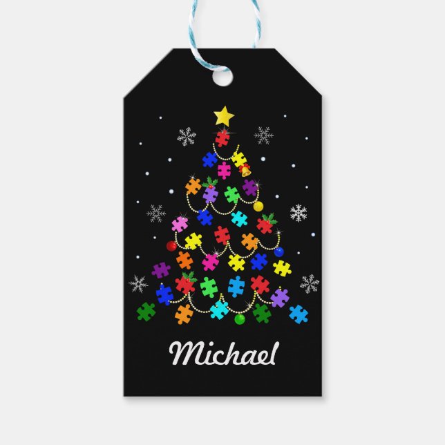 Autism Christmas Tree Gift Tags (Front)