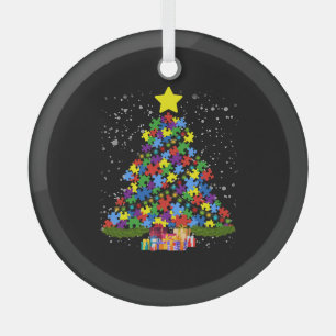 Autism - Christmas Tree Glass Tree Decoration