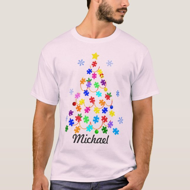 Autism Christmas Tree T-Shirt (Front)