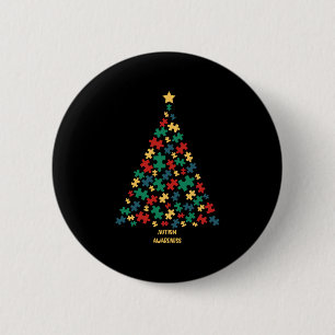 Autism christmas tree xmas autism awareness 6 cm round badge