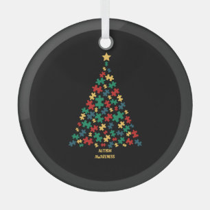 Autism christmas tree xmas autism awareness glass tree decoration