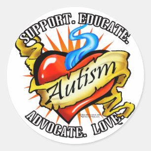 Autism Classic Heart Tattoo Classic Round Sticker