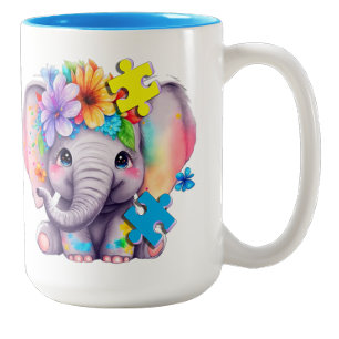 Autism Coffee Mug-Elephant Two-Tone Coffee Mug