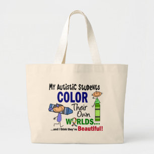 Autism COLOR THEIR OWN WORLDS Students Large Tote Bag