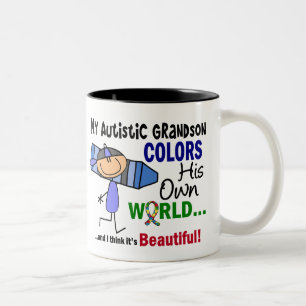 Autism COLORS HIS OWN WORLD Grandson Two-Tone Coffee Mug