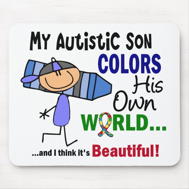 Autism COLORS HIS OWN WORLD Son Mouse Mat (Front)