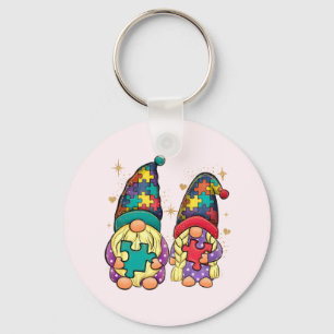 Autism Couple Gnome Key Ring