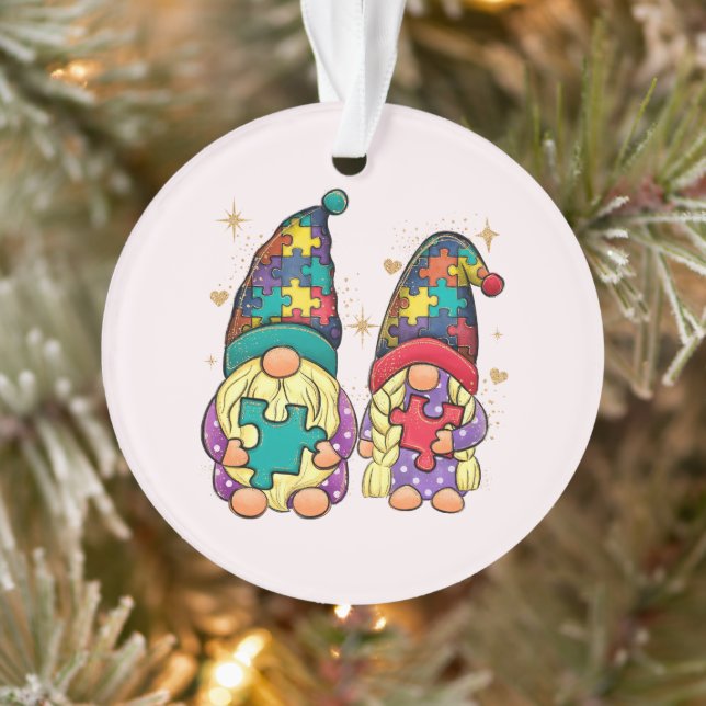 Autism Couple Gnome Ornament (Tree)