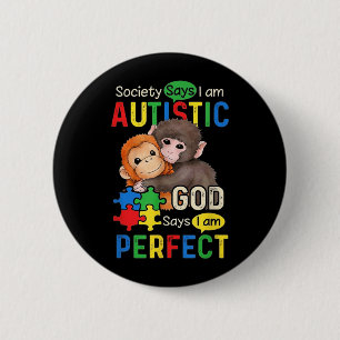 Autism Cute Baby Monkey Punch Plush Hugging 6 Cm Round Badge
