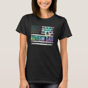 Autism Dad Awareness American Flag USA child's han T-Shirt