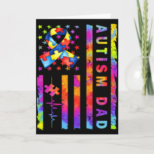 Autism Dad Awareness American Flag Usa Tie Dye T S Card