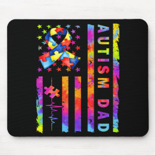 Autism Dad Awareness American Flag Usa Tie Dye T S Mouse Mat