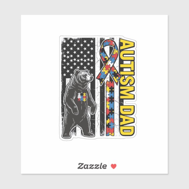 Autism Dad Bear Flag Awareness Shirt Design_1 (Sheet)