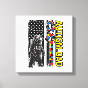 Autism Dad Bear Flag Awareness Shirt Design_1 Canvas Print
