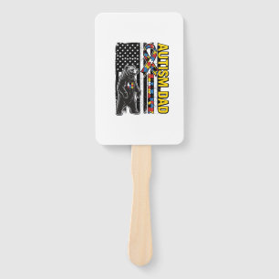 Autism Dad Bear Flag Awareness Shirt Design_1 Hand Fan