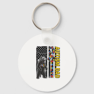 Autism Dad Bear Flag Awareness Shirt Design_1 Key Ring