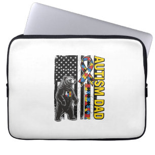 Autism Dad Bear Flag Awareness Shirt Design_1 Laptop Sleeve