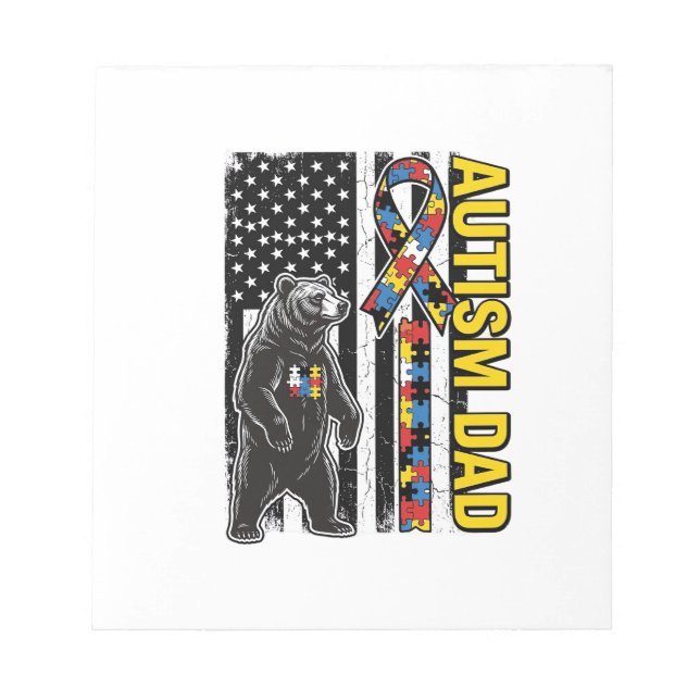 Autism Dad Bear Flag Awareness Shirt Design_1 Notepad (Front)