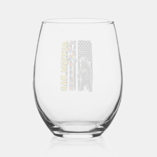 Autism Dad Bear Flag Awareness Shirt Design_1 Stemless Wine Glass