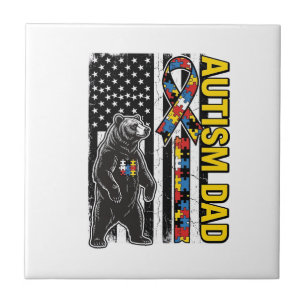 Autism Dad Bear Flag Awareness Shirt Design_1 Tile