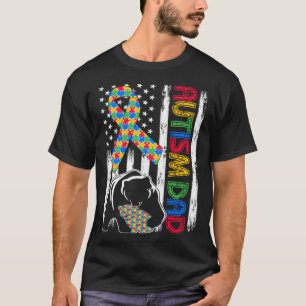 Autism Dad Bear USA Flag Family Matching Autism Aw T-Shirt