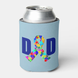 Autism Dad Blue Awareness Ribbon Can Cooler