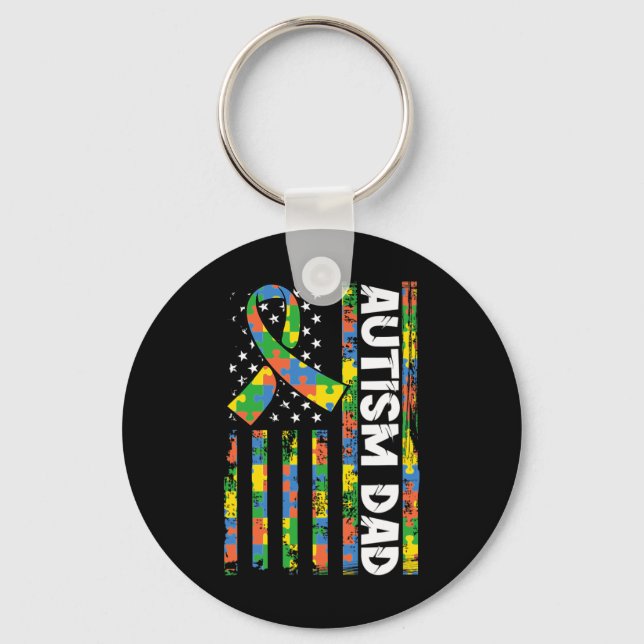 Autism Dad Disabilities Month Disabilities Awarene Key Ring (Front)