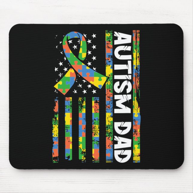 Autism Dad Disabilities Month Disabilities Awarene Mouse Mat (Front)