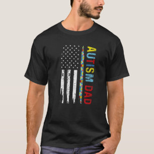 Autism Dad Distressed American Flag Father's Day T-Shirt