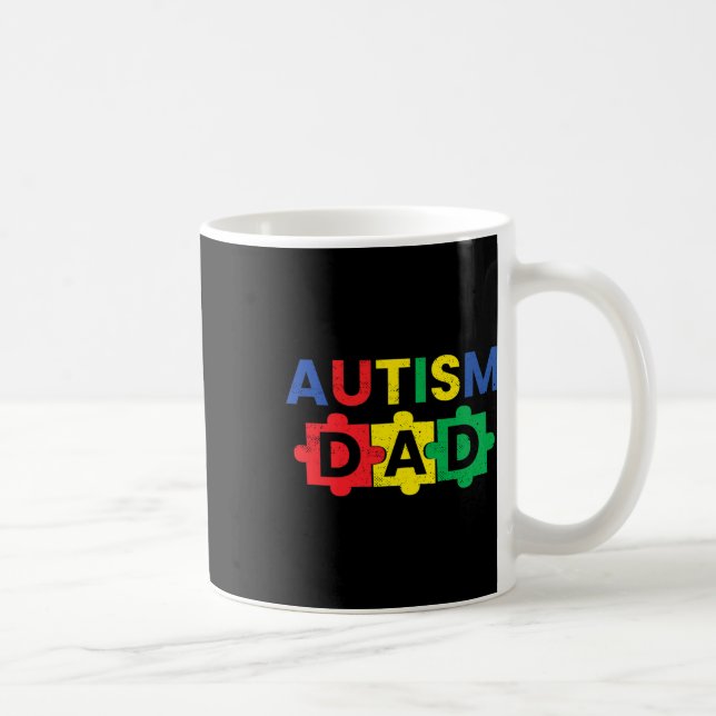 Autism Dad Fathering Autism Support Awareness Mont Coffee Mug (Right)