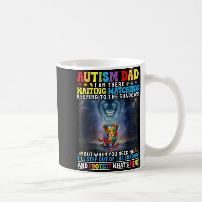 Autism Dad Lion Protector Support Love Autistic So Coffee Mug (Right)