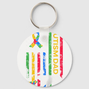 Autism Dad Patriotic - Usa Puzzle Ribbon Papa Bea Key Ring