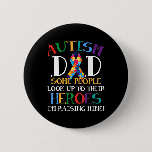 Autism Dad Puzzle Ribbon Son Is My Hero Autism Awa 6 Cm Round Badge