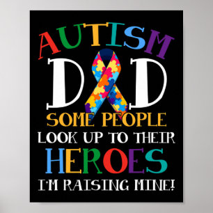 Autism Dad Puzzle Ribbon Son Is My Hero Autism Awa Poster