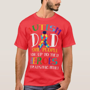 Autism Dad Puzzle Ribbon Son Is My Hero Autism Awa T-Shirt